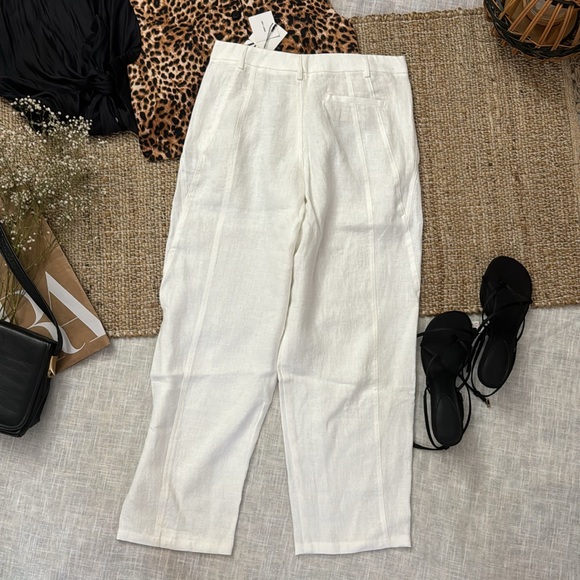 ZARA 100% LINEN PANTS WITH DARTS ZW COLLECTION - Picture 10 of 11